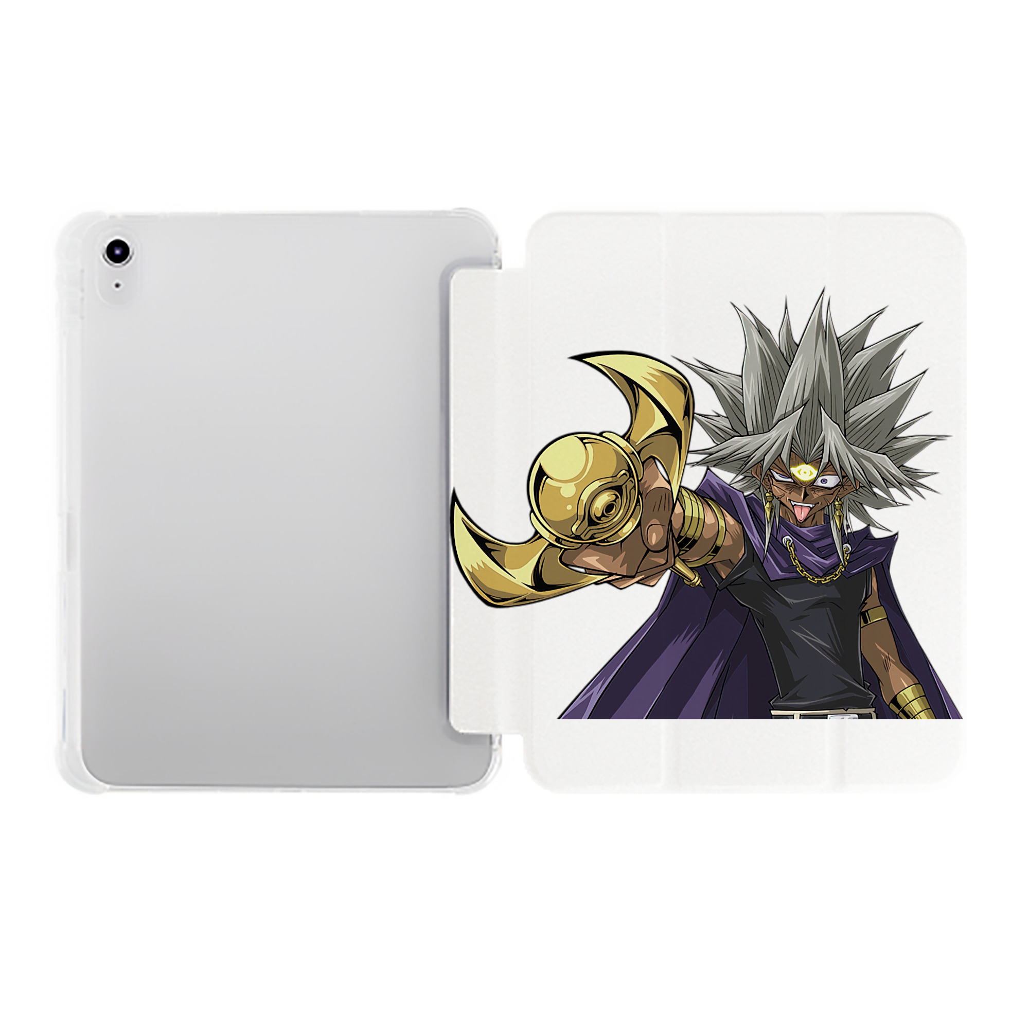 （画像用） 遊☆戯☆王 Yu-Gi-Oh! IPad ケース ペン収納付き 三つ折りスタンド PUレザー×シリコン 対応機種9.5/10.5/10.9インチ